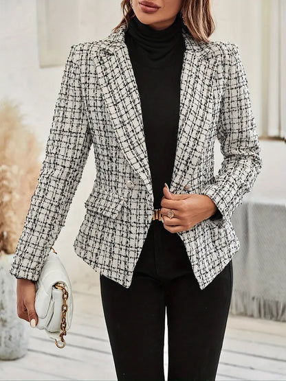 Jalu™ | Blazer de doble botonadura con estampado a cuadros