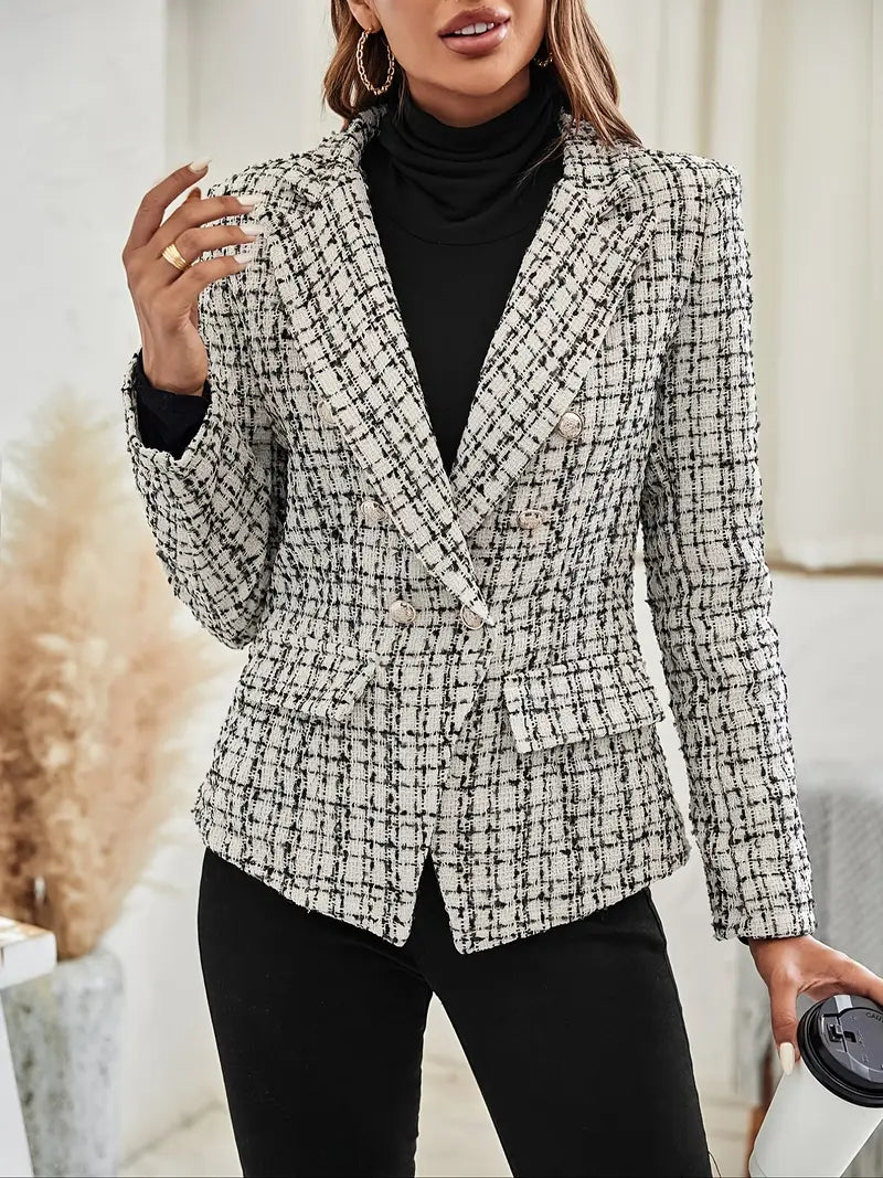 Jalu™ | Blazer de doble botonadura con estampado a cuadros
