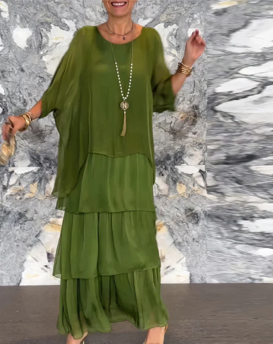 Caroline | Vestido Maxi de Cuello Redondo Suelto
