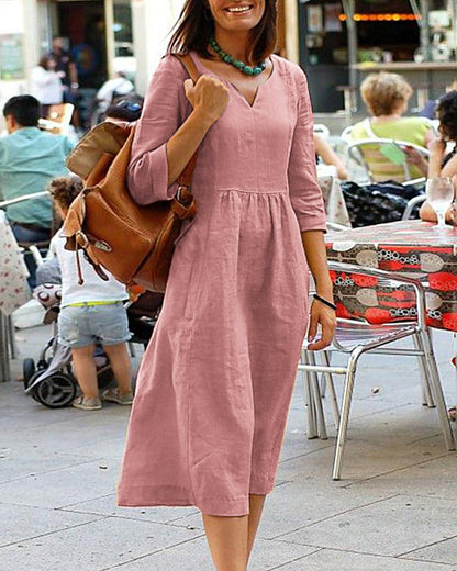 Rosalinde - Vestido elegante de cintura alta y corte fluido
