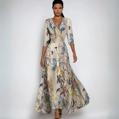 Elisa - Vestido Maxi Envoltura Elegante con Flores