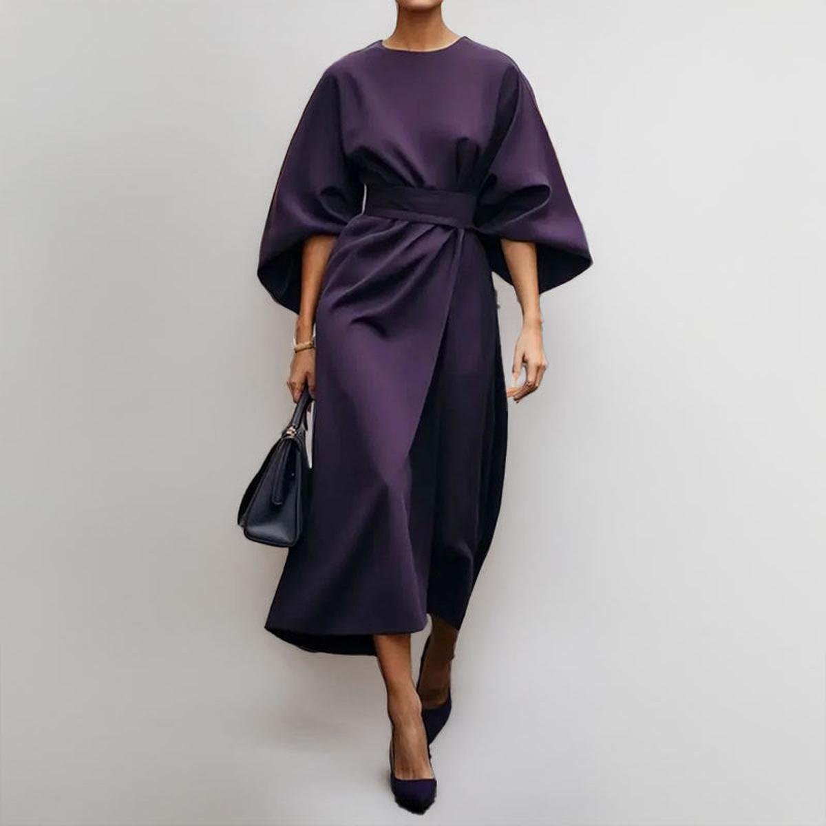 Robe Larga Elegante Manga Murciélago