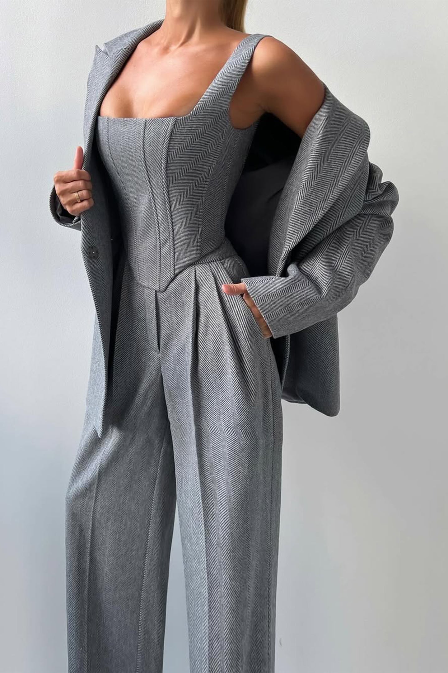 Grace | Conjunto de Tres Piezas con Blazer de Doble Botón