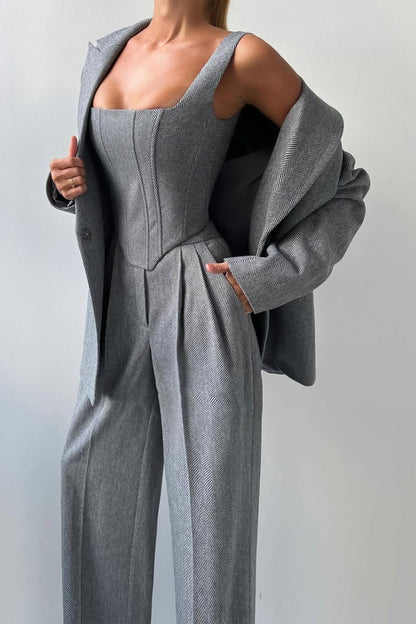 Grace | Conjunto de Tres Piezas con Blazer de Doble Botón