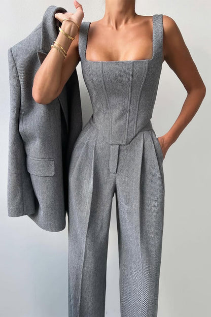 Grace | Conjunto de Tres Piezas con Blazer de Doble Botón