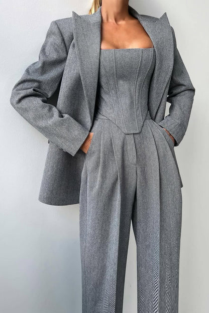 Grace | Conjunto de Tres Piezas con Blazer de Doble Botón
