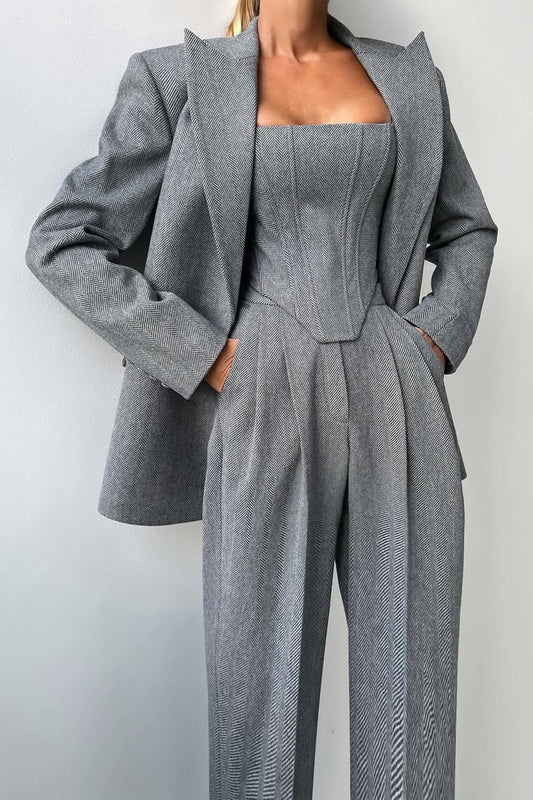 Grace | Conjunto de Tres Piezas con Blazer de Doble Botón