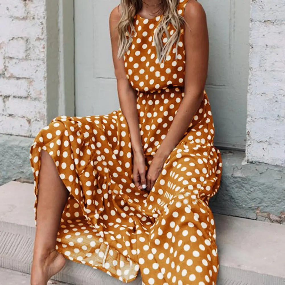 Vestido Maxi con Lunares Capri