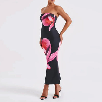 Cardo - Vestido Bodycon Off-Shoulder con Estampado de Flores Vintage