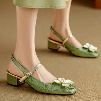 Genine - Zapatos de tacón con cinturilla trasera