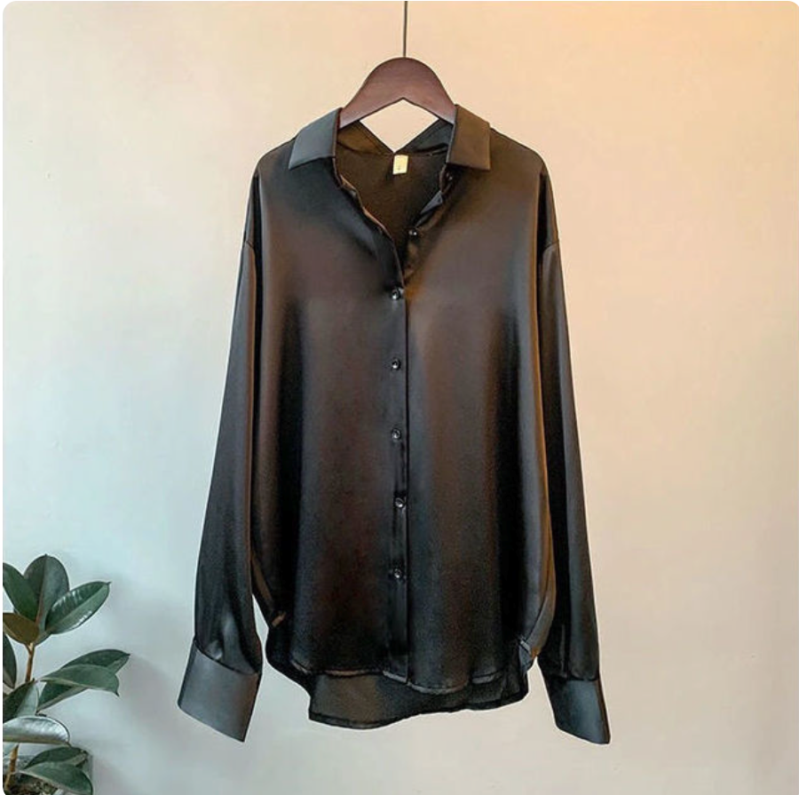 Olivia - Blusa de Satén Largo con Mangas