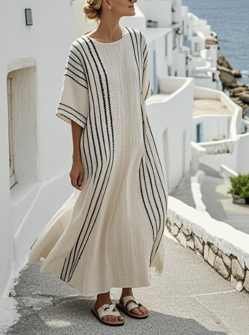 Vestido largo de lino con caída fluida