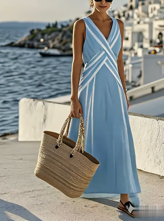 Vestido de Lino Elegante Cruzado