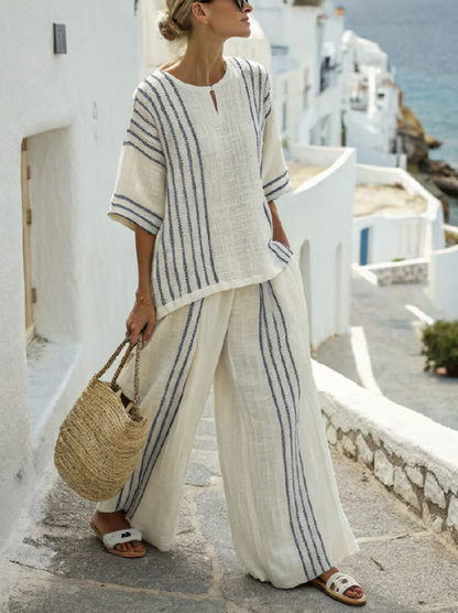 Conjunto elegante de lino de dos piezas