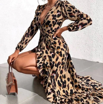 SELAH – VESTIDO MAXI DE PATRÓN DE LEOPARDO OTOÑAL