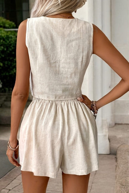 ELENWEN – CONJUNTO DE CHAQUETA SIN MANGAS Y PANTALONES CORTOS A LA MODA