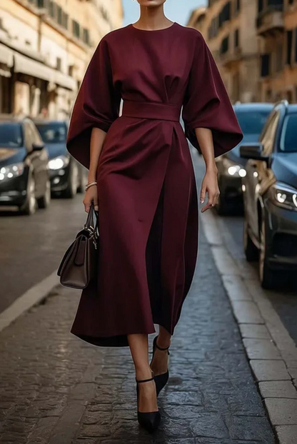 Véda – Vestido de Manga de Linterna de Lujo