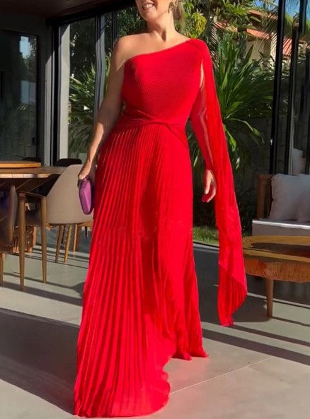 Dalila - Vestido Maxi Plisado Off-Shoulder