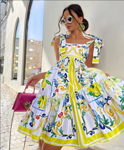 Vestido Maxi Floral con Cordones Serena