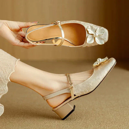 Genine - Zapatos de tacón con cinturilla trasera