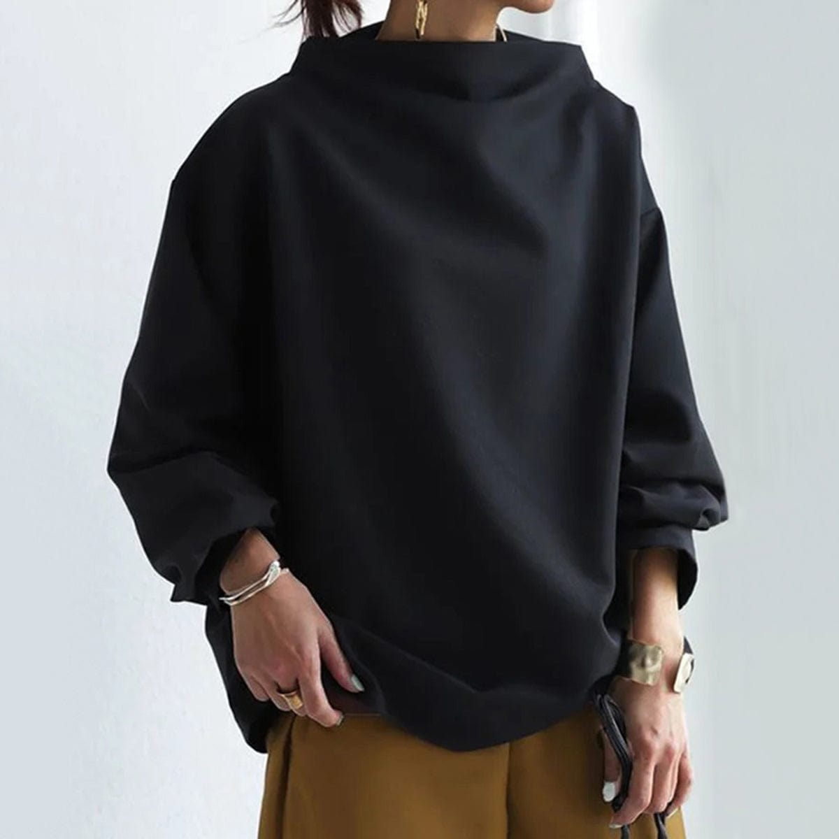 Wanda | Top de Punto Suave con Cuello Alto