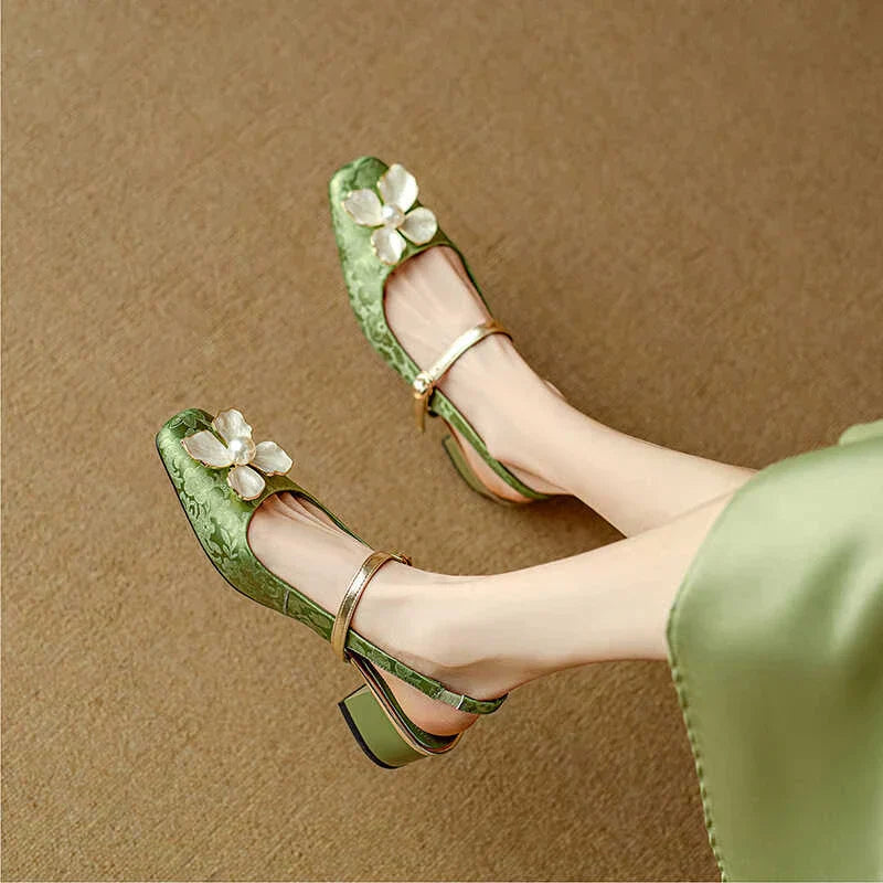Genine - Zapatos de tacón con cinturilla trasera