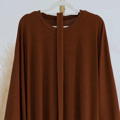 Ariane - Elegante Abaya de Punto con Cinturón y Bolsillos Laterales