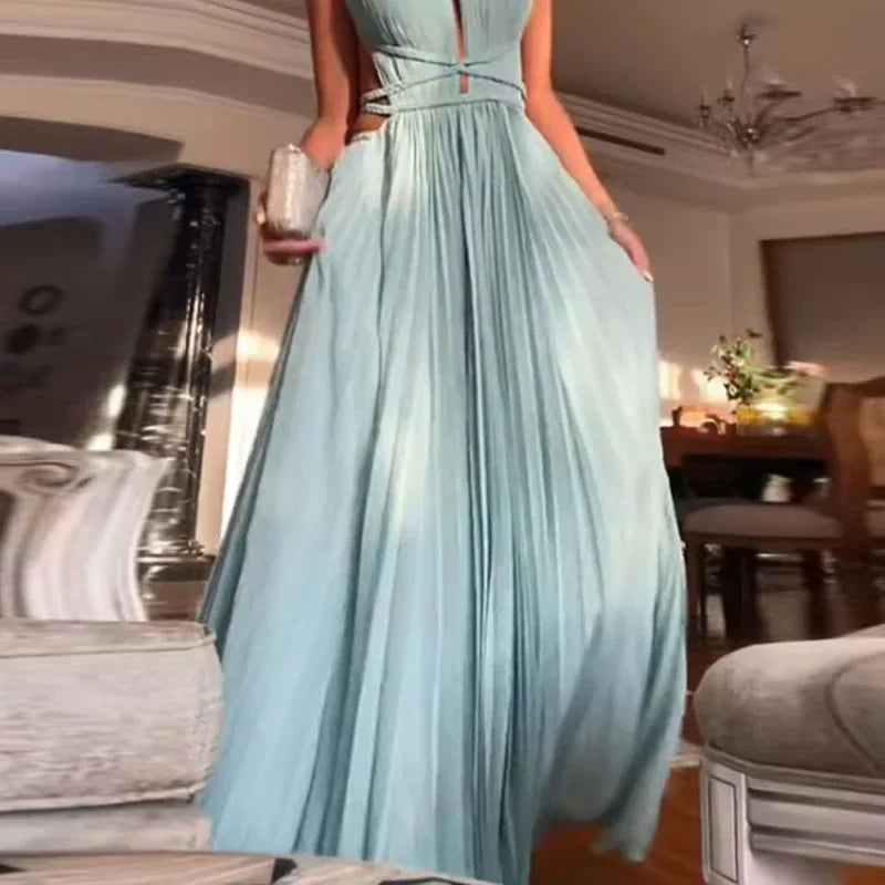 Liana | Vestido de Playa Plisado Sin Espalda