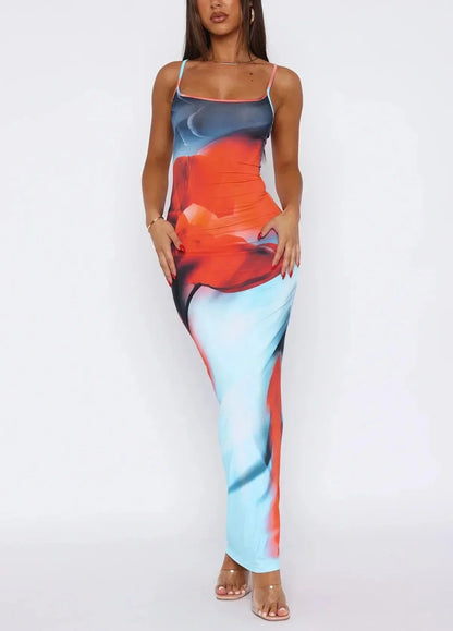 Ione - Vestido Maxi Tubo Impreso Chic