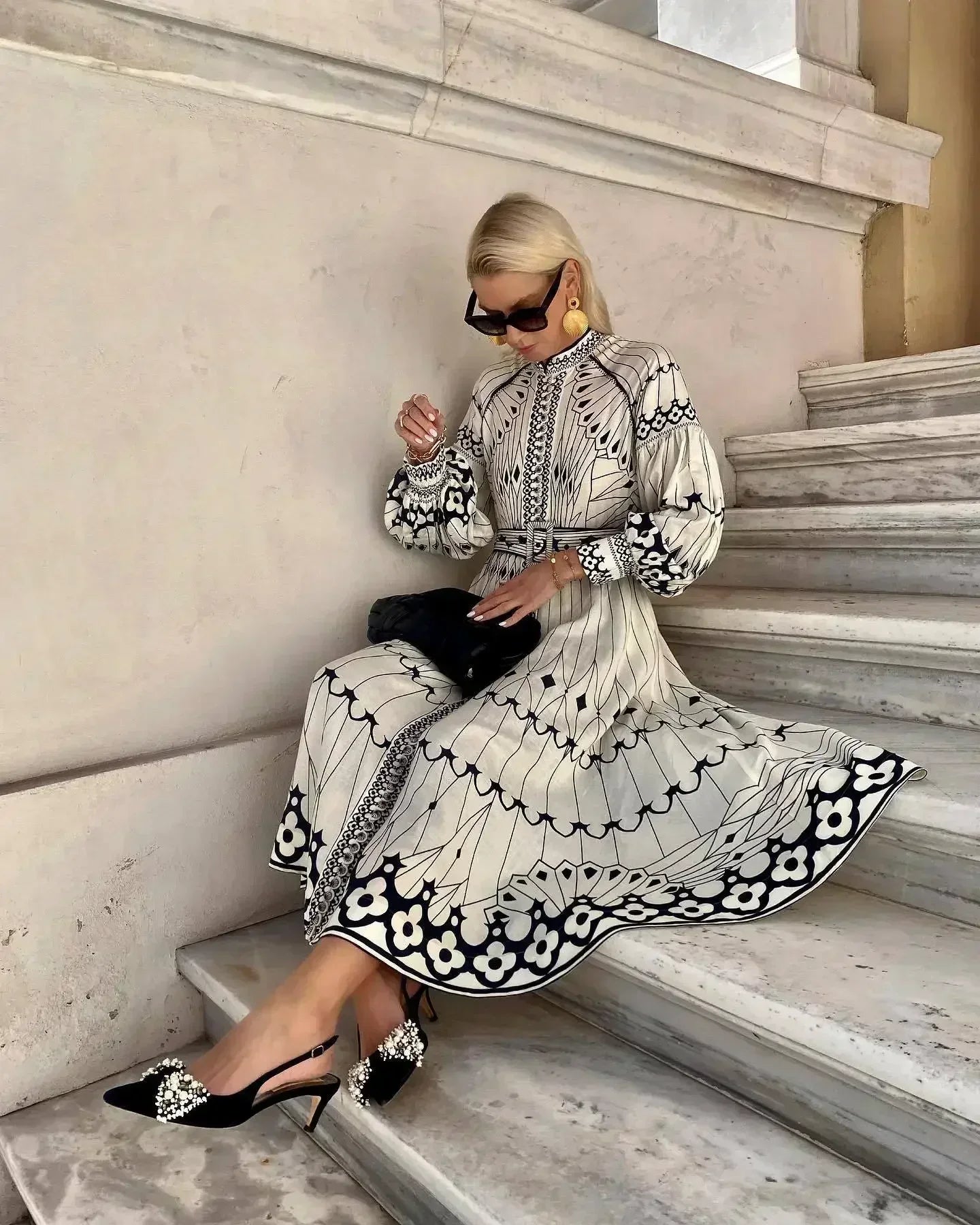 Eulalia - Vestido Boho con Cuello Alto Retro