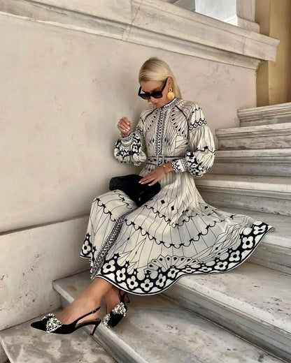 Eulalia - Vestido Boho de Cuello Alto Retro