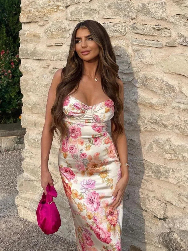 Lucy | Vestido Maxi de Satén Floral