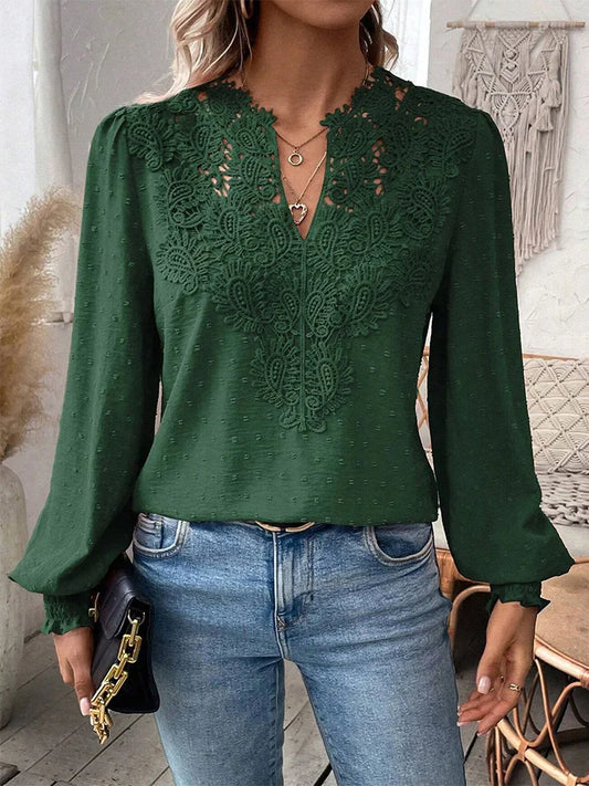 Sondra™ | Blusa de Encaje de Lujo con Escote en V