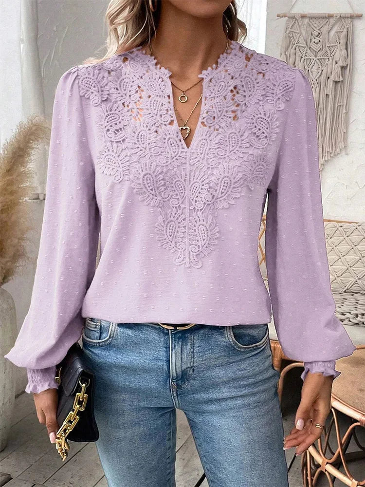 Sondra™ | Blusa de Encaje de Lujo con Escote en V