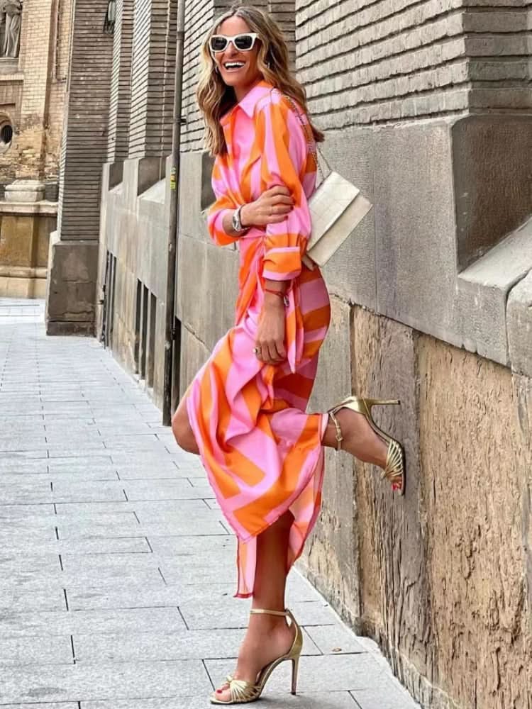 Aurora – Vestido Fluido de Radiancia Vibrante
