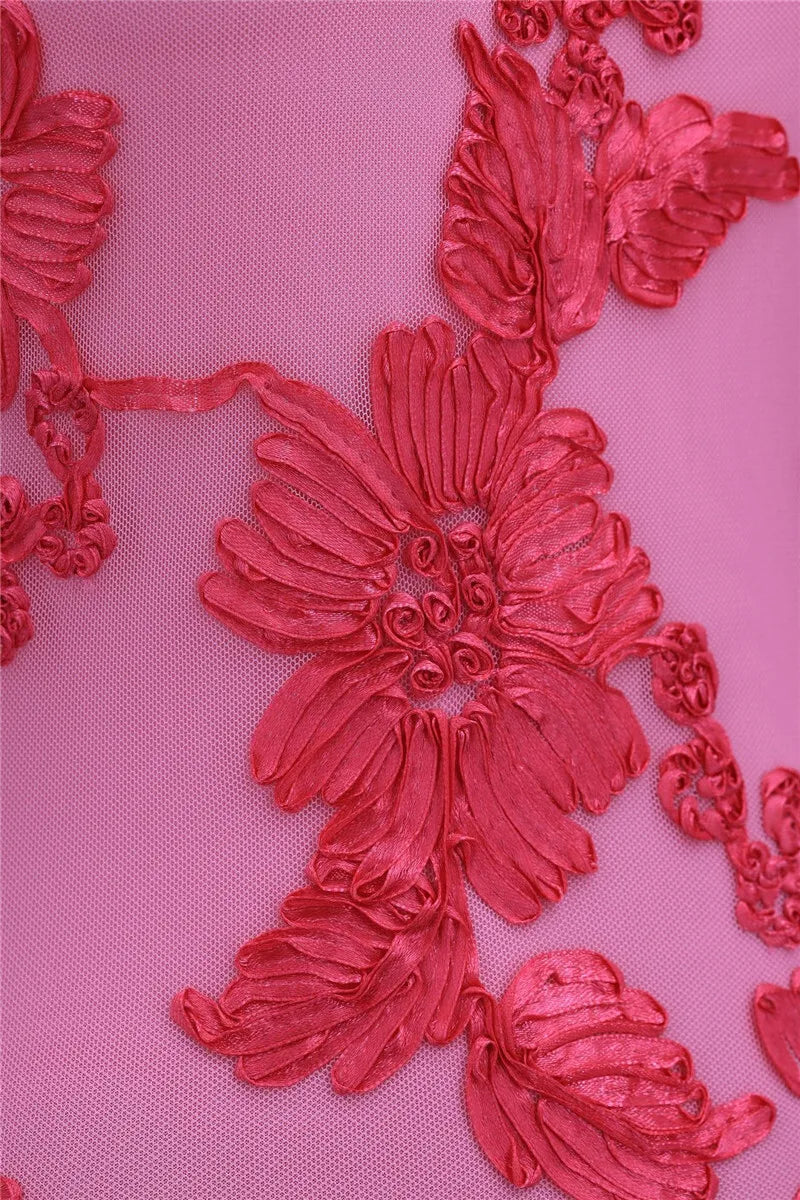 Calliope - Vestido Maxi de Malla con Apliques Florales