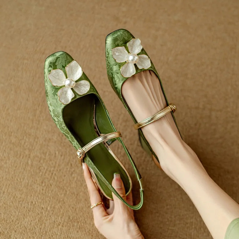Genine - Zapatos de tacón con cinturilla trasera