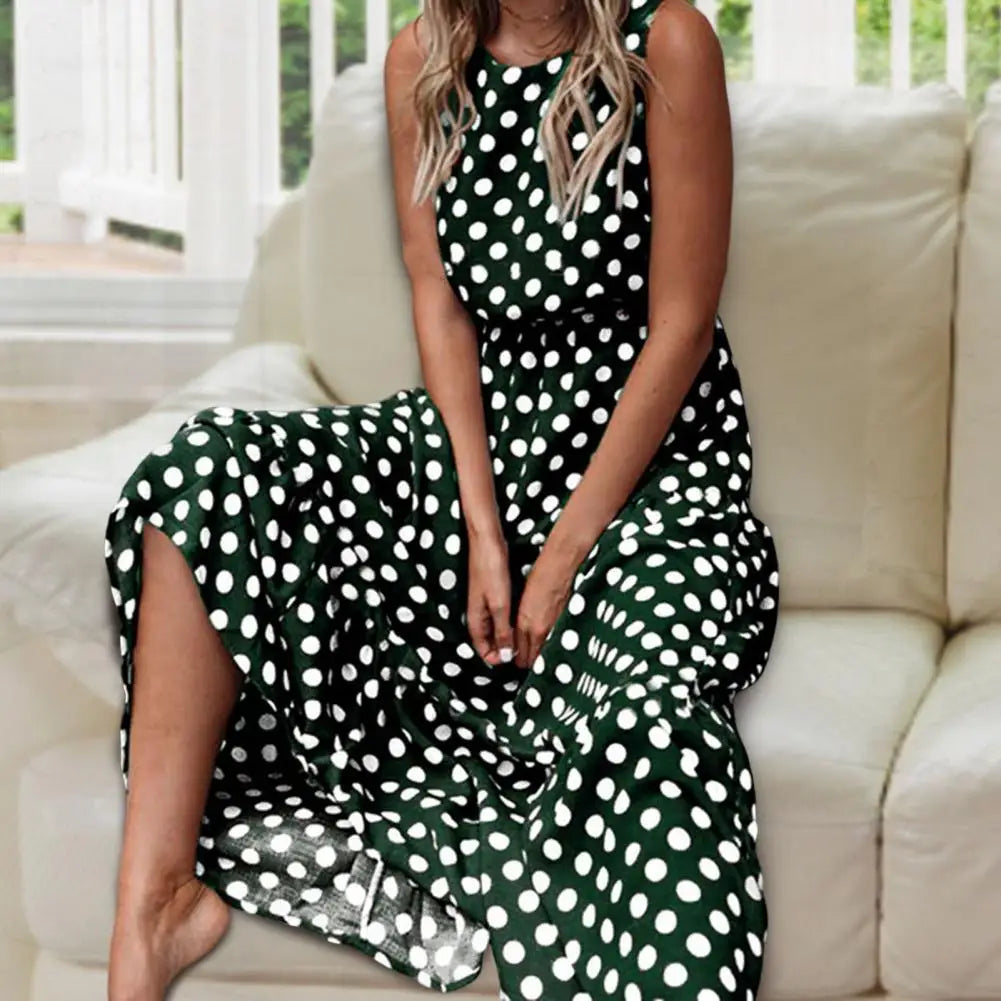 Vestido Maxi con Lunares Capri