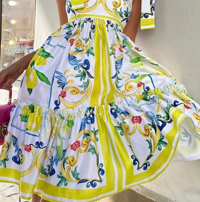 Vestido Maxi Floral con Cordones Serena