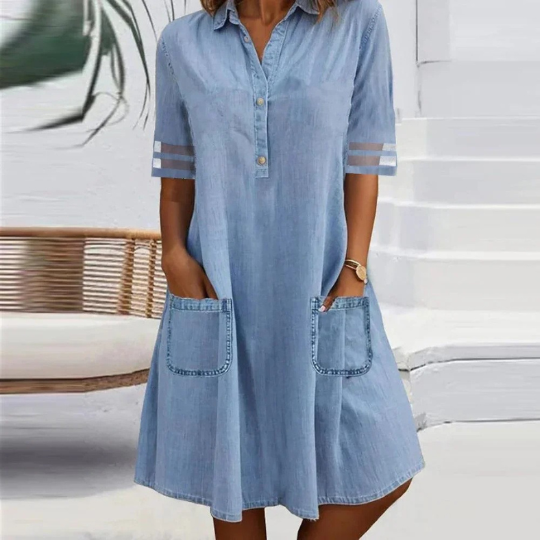 Jill | Vestido Mini de Mezclilla con Bolsillos Laterales