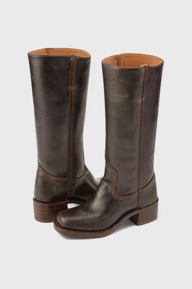 Botas de Mujer hasta la Rodilla con Tacón Apilado y Punta Redonda Clásica