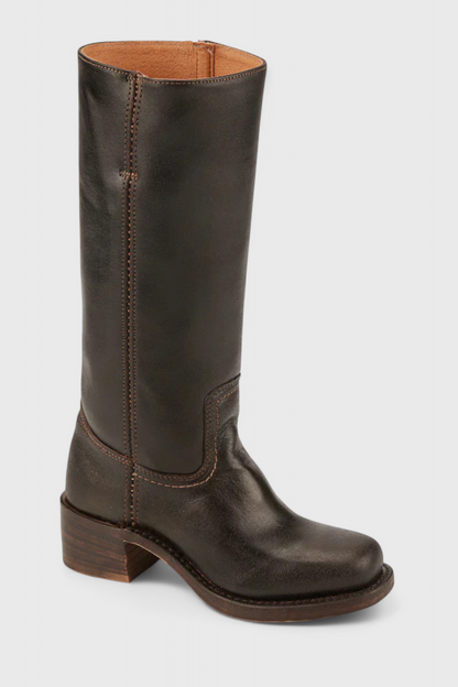 Botas de Mujer hasta la Rodilla con Tacón Apilado y Punta Redonda Clásica