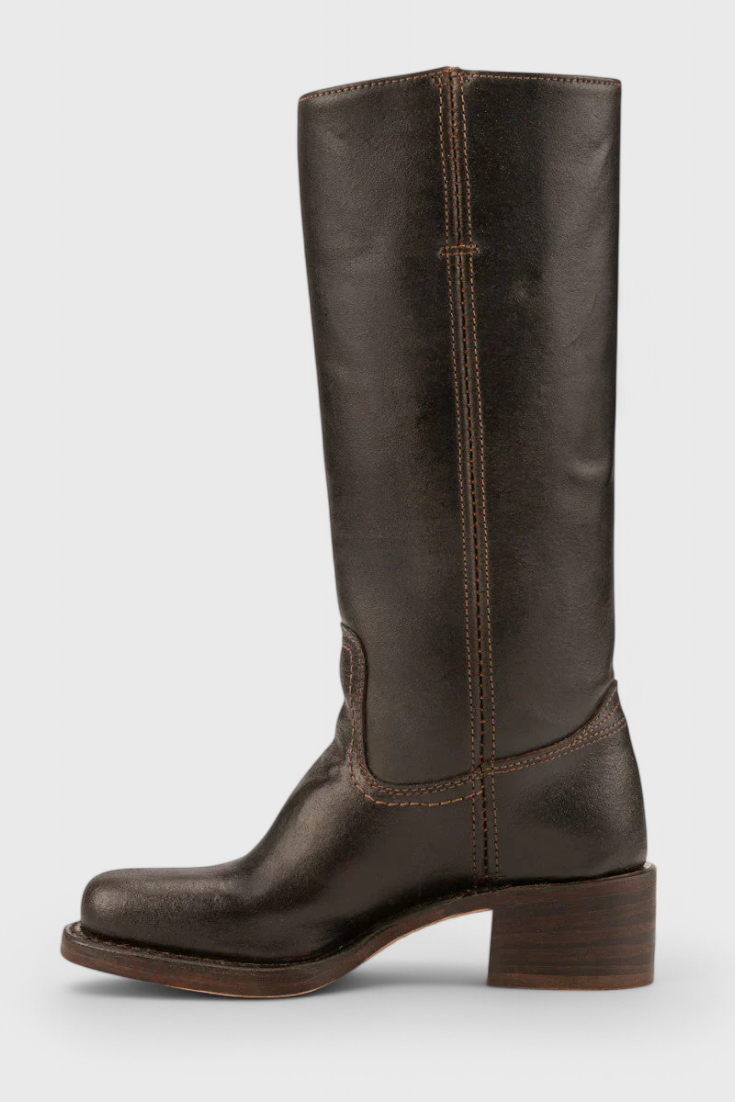Botas de Mujer hasta la Rodilla con Tacón Apilado y Punta Redonda Clásica