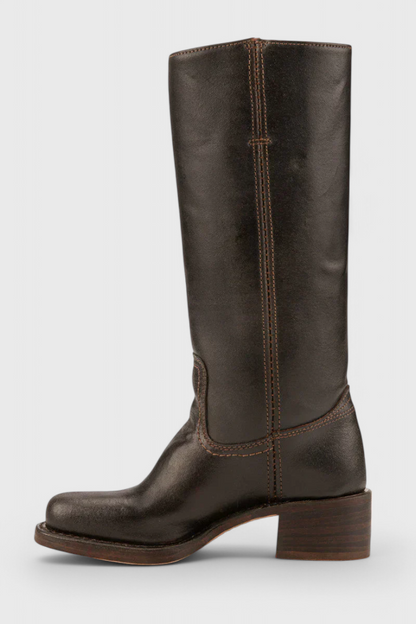 Botas de Mujer hasta la Rodilla con Tacón Apilado y Punta Redonda Clásica