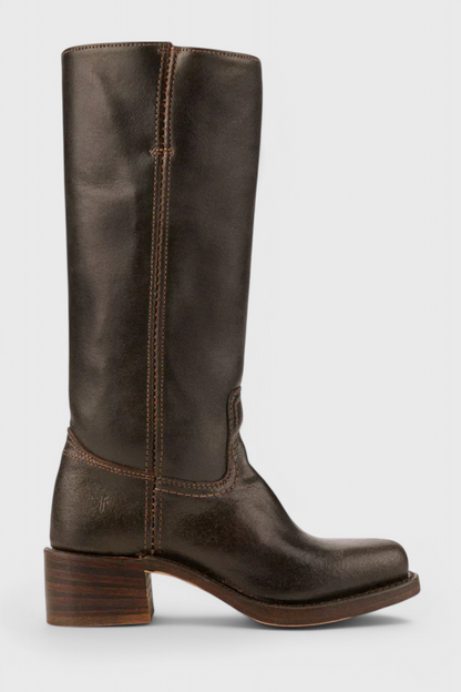 Botas de Mujer hasta la Rodilla con Tacón Apilado y Punta Redonda Clásica
