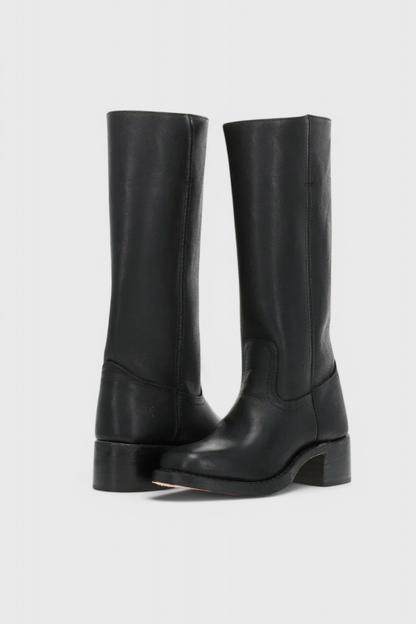 Botas de Mujer hasta la Rodilla con Tacón Apilado y Punta Redonda Clásica