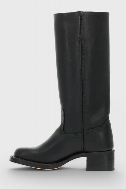 Botas de Mujer hasta la Rodilla con Tacón Apilado y Punta Redonda Clásica