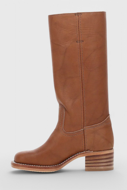 Botas de Mujer hasta la Rodilla con Tacón Apilado y Punta Redonda Clásica