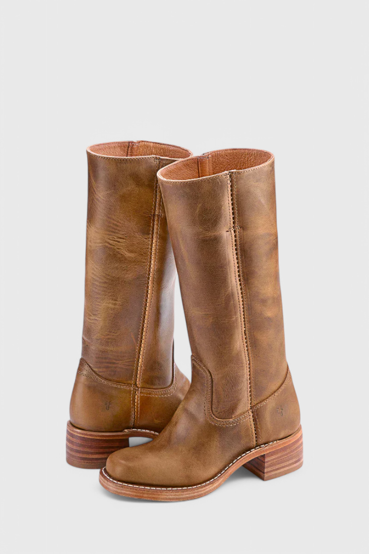 Botas de Mujer hasta la Rodilla con Tacón Apilado y Punta Redonda Clásica