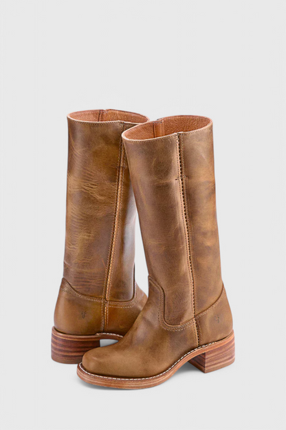 Botas de Mujer hasta la Rodilla con Tacón Apilado y Punta Redonda Clásica